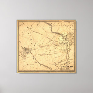 Civil War First Battle of Bull Run Map Seat of War Canvas Print