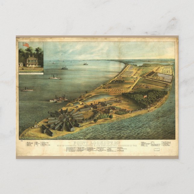 Civil War Hammond General Hospital and Prison 1864 Postcard (Front)