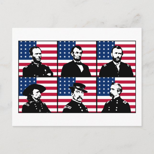 Civil War Heroes and the American Flag Postcard (Front)