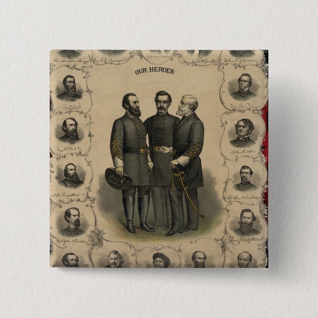 Civil War 🎖️⚔️ Heroes Confederate Generals Button (Front)