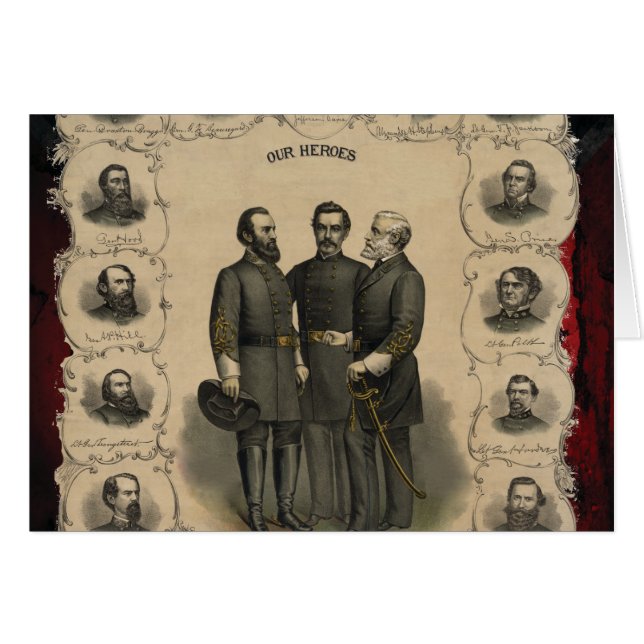 Civil War 🎖️⚔️ Heroes Confederate Generals Cards (Front Horizontal)