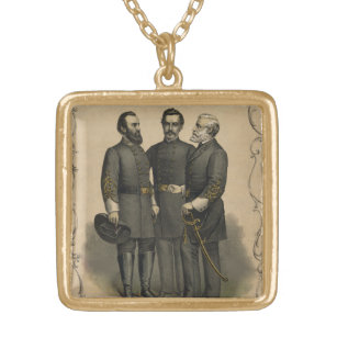 Civil War Heroes Gold Plated Necklace
