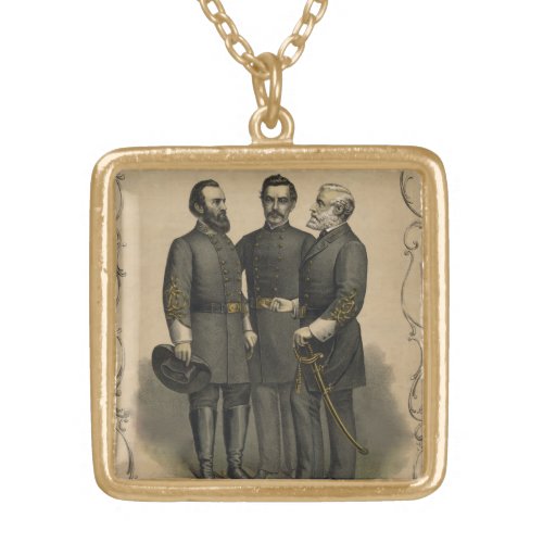 Civil War Heroes Gold Plated Necklace