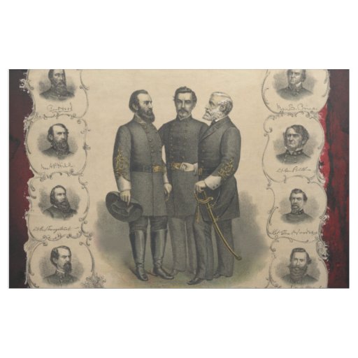 Civil War 🎖️⚔️ Heroes Southern Generals Fabric