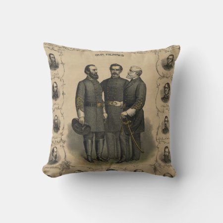 Civil War Heroes Throw Pillow