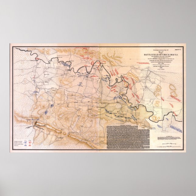 Civil War Map Battlefield of Chickamauga (1863) Poster (Front)