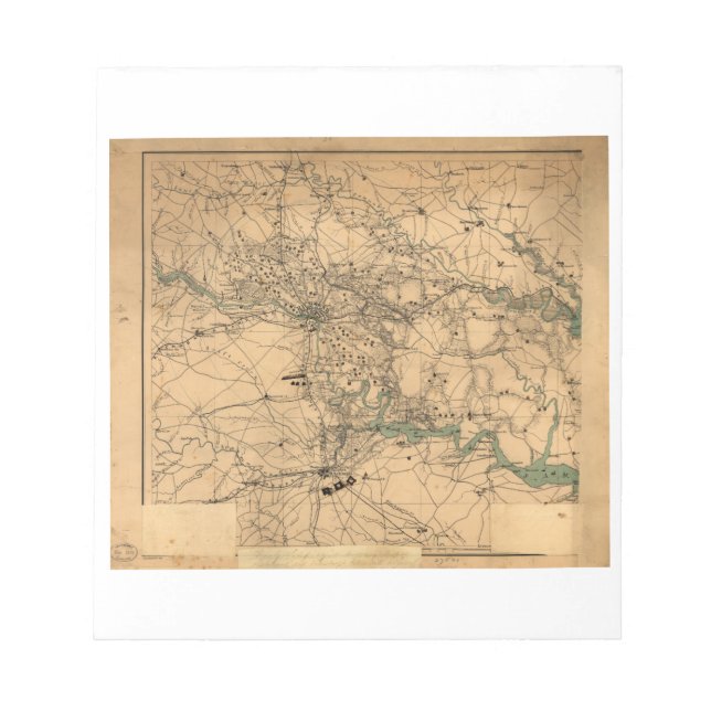 Civil War Map of Richmond and Petersburgh (1864) Notepad (Front)