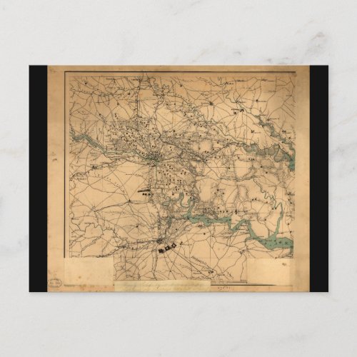 Civil War Map of Richmond and Petersburgh 1864 Postcard