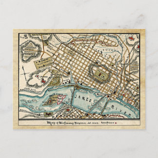 Civil War Map of Richmond, Virginia in 1863 Postcard
