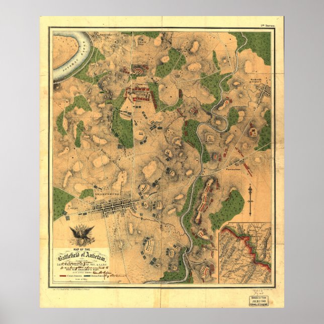 Civil War Map of the Battlefield of Antietam 1862 Poster (Front)