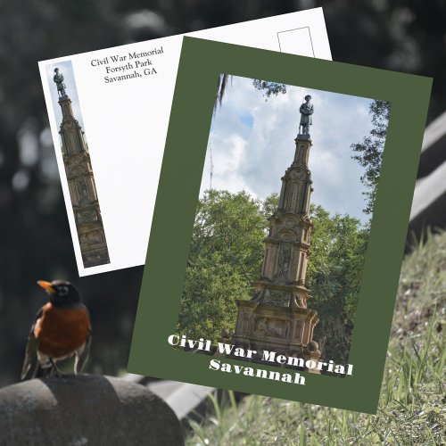 Civil War Memorial Forsyth Park Savannah GA photo Postcard