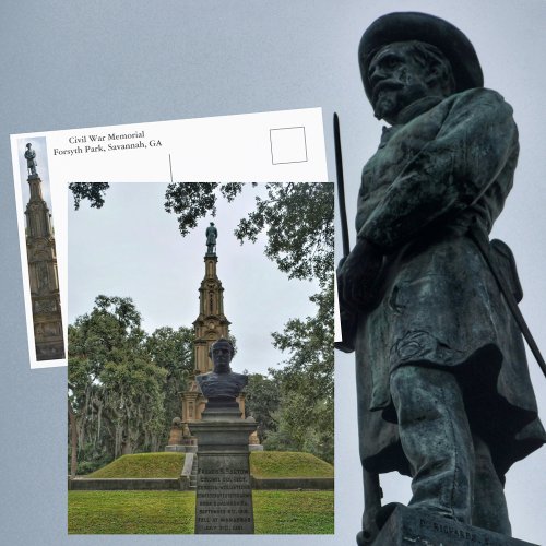 Civil War Memorial Savannah GA Forsyth Park photo Postcard