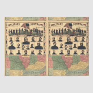 Civil War Military Portraits, Restored Decoupage Tissue Paper