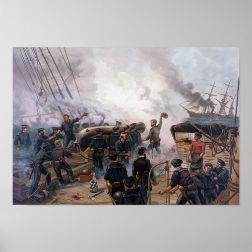 Civil War Naval Battle _ Kearsarge And Alabama Poster