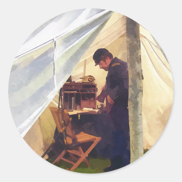 Civil War Officer's Tent Round Sticker