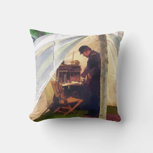 Civil War Officer's Tent Throw Pillow (Front)