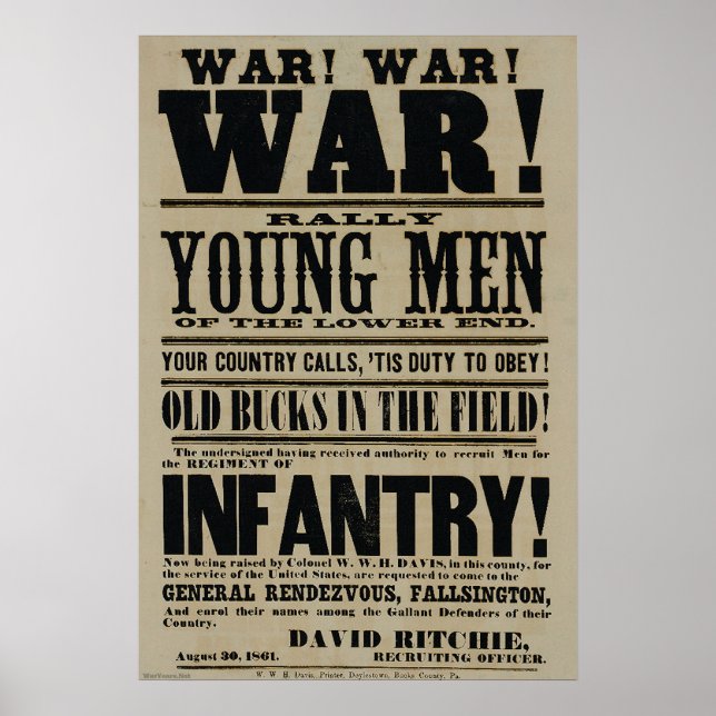 Civil War Recruiting Poster (Front)