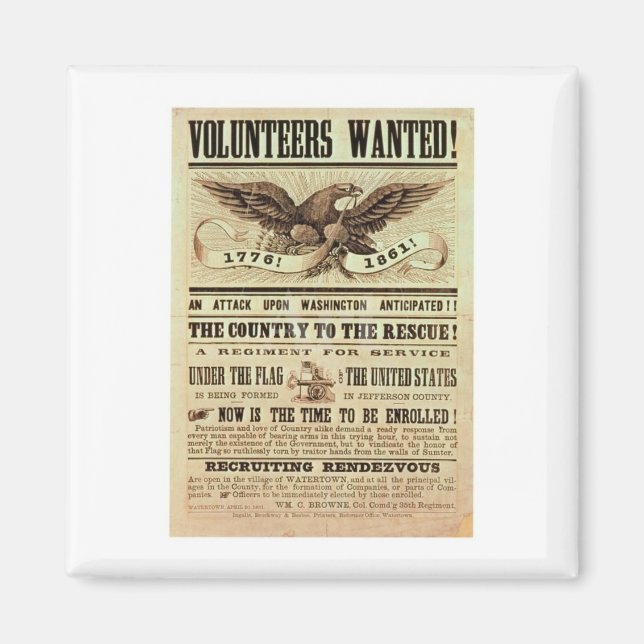 Civil War Recruiting Poster Magnet (Front)