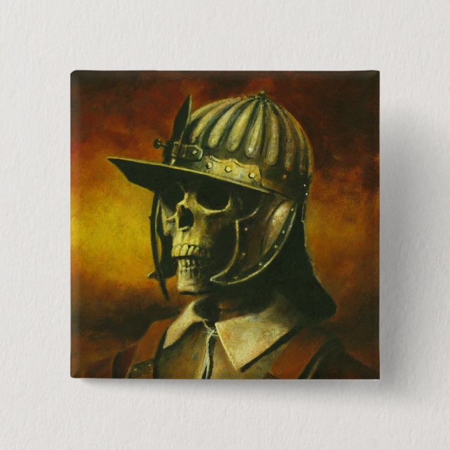 Civil War Roundhead Skeleton Button (Front)