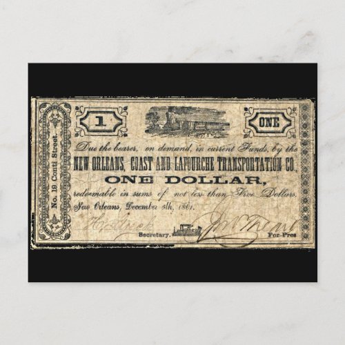 Civil War Script New Orleans Coast Antique Money Postcard