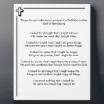 Civil War Soldier Prayer Plaque<br><div class="desc">A portion of the royalties received will support charities. To see the list of charities supported and amounts given visit my website -- http://wordsbygodsgrace.com. The amounts each charity receives will be posted as royalties come in. Thank you for your support.</div>