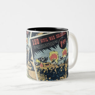 Civil War Soldiers - Vintage Comic Ad Two-Tone Coffee Mug