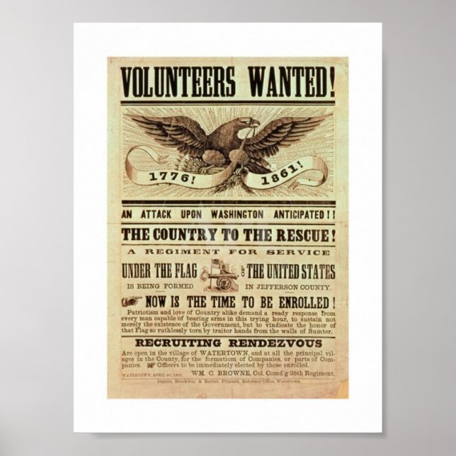 Civil War Union Army Recruiting Poster (Front)