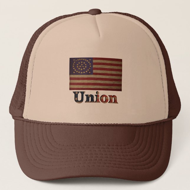Civil War Union Awesome Charming Flag Trucker Hat (Front)