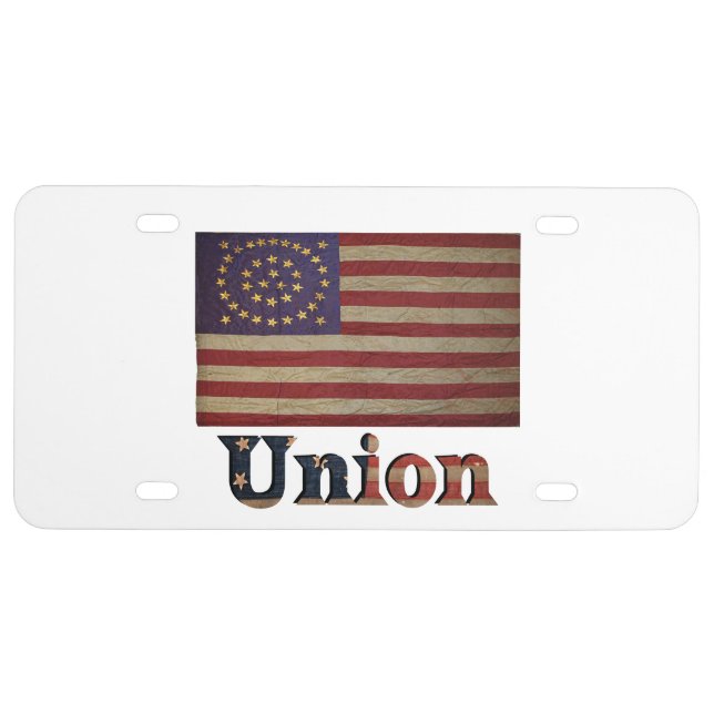 Civil War Union 🇺🇸 ✨ Awesome Old Military Flag License Plate (Front)