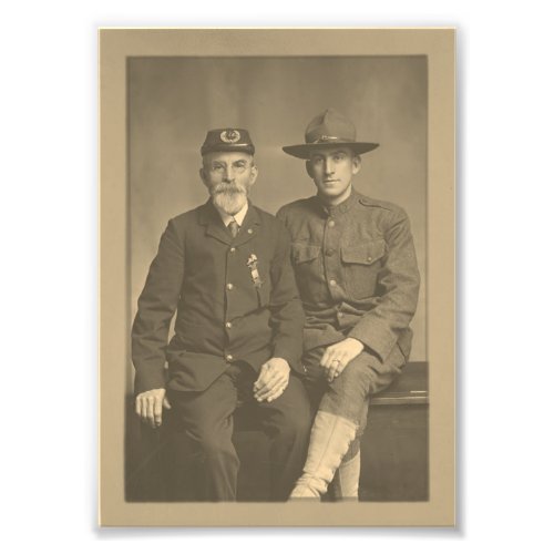 Civil War Veteran and World War I Soldier Vintage Photo Print