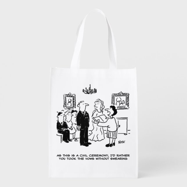 Civil Wedding Ceremony at a Registry Office Grocery Bag (Back)