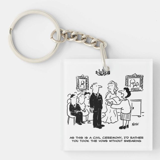 Civil Wedding Ceremony at a Registry Office Keychain (Front)