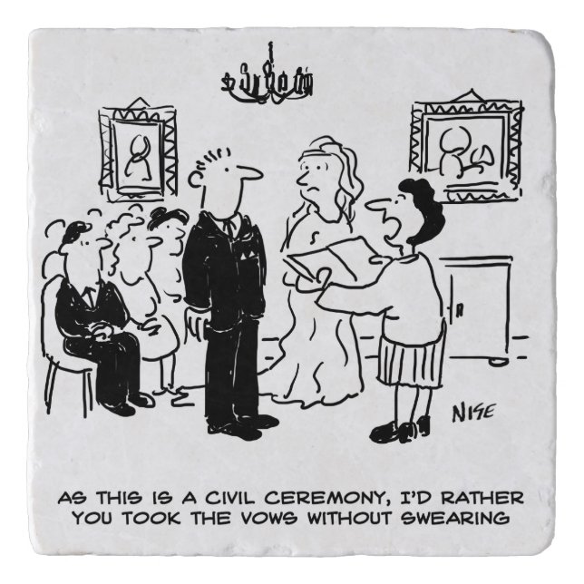 Civil Wedding Ceremony at a Registry Office Trivet (Front)