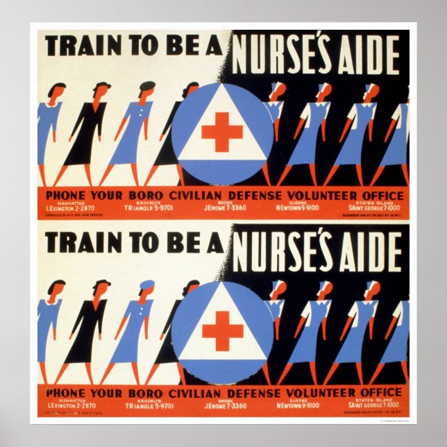 Civilian Defense - Train to be a Nurse's Aid - WPA Poster (Front)