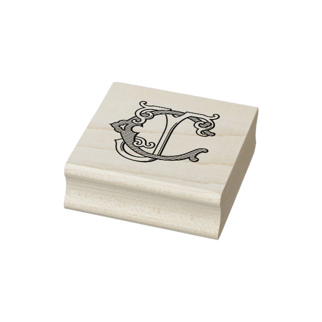 CJ Initials JC Monogram Rubber Ink Stamp Wedding (Stamp)