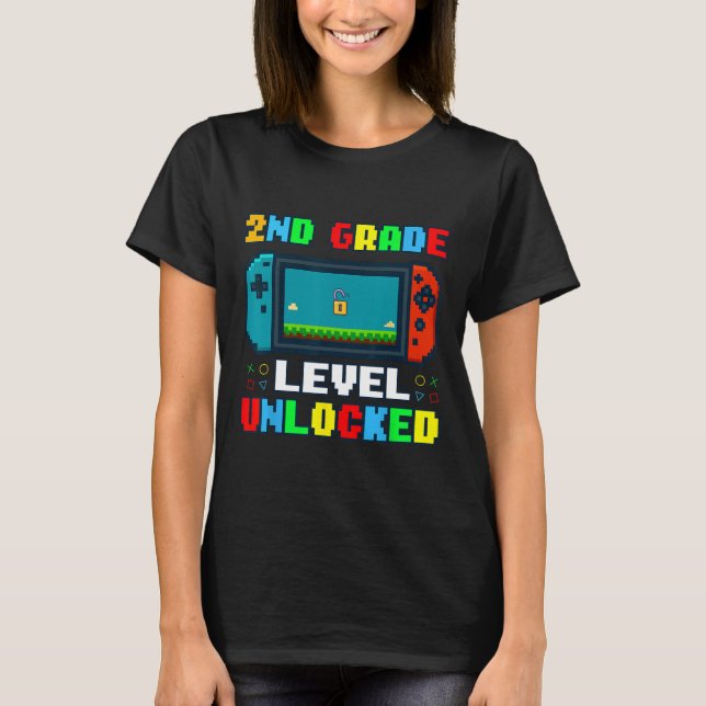 Ck To School 2nd Grade Level Unlocked Gamer Kids B T-Shirt (Front)