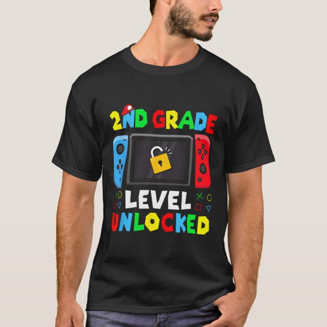 Ck To School 2nd Grade Level Unlocked Gamer Kids B T-Shirt (Front)