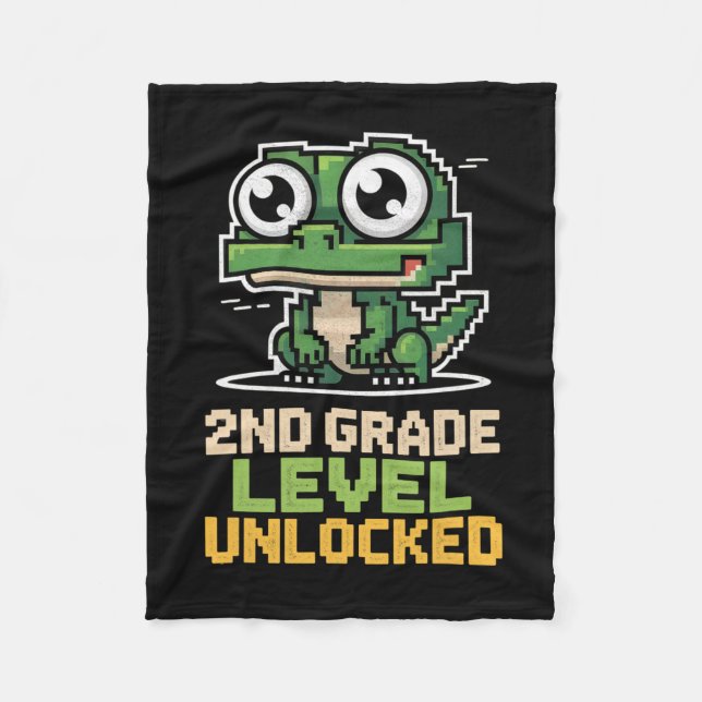Ck To School 2nd Grade Lizard Gamer Second Level U Fleece Blanket (Front)