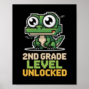 Ck To School 2nd Grade Lizard Gamer Second Level U Poster