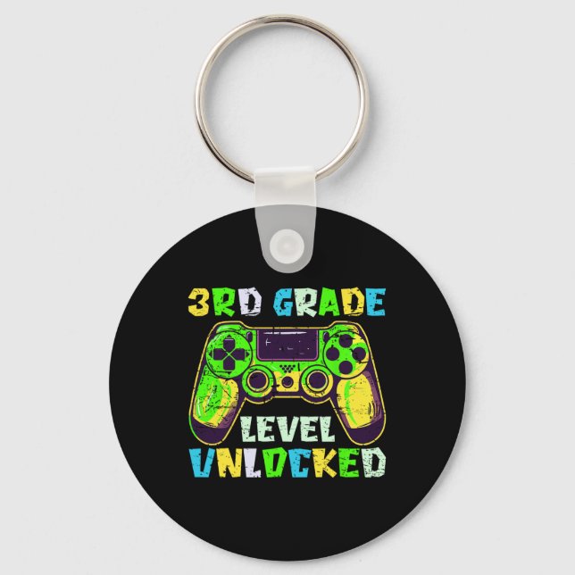 Ck To School 3rd Grade Boys Gamer First Day Third  Keychain (Front)