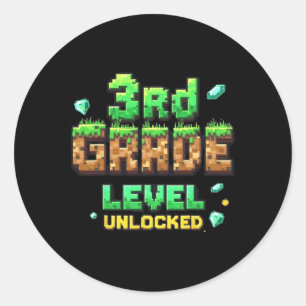 Ck To School 3rd Grade Level Unlocked Boys Gamer P Classic Round Sticker