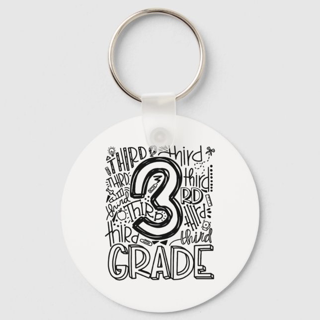 Ck To School First Day Of School Typography Third  Keychain (Front)