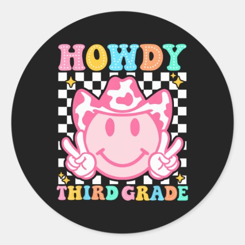 Ck To School Howdy Third Grade Western Cowboy Cowg Classic Round Sticker