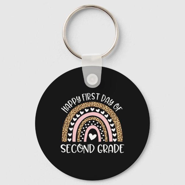 Ck To School Rainbow Happy First Day Of Second Gra Keychain (Front)