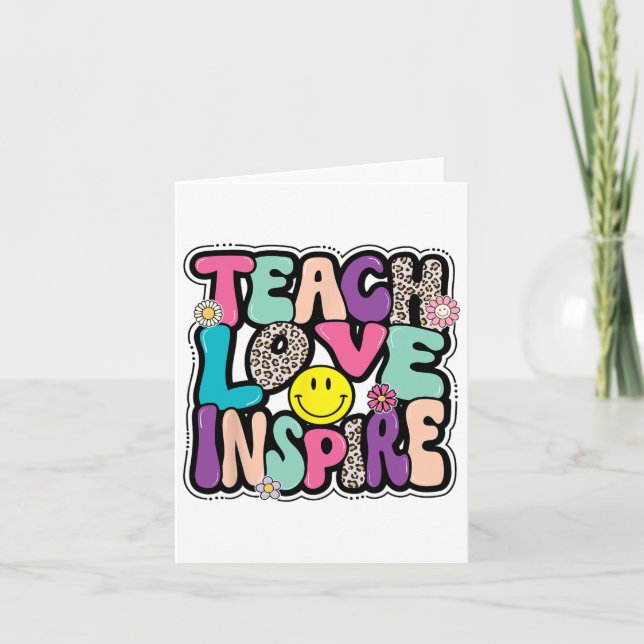 Ck To School Teach Love Inspire Retro Teachers Wom Card (Front)