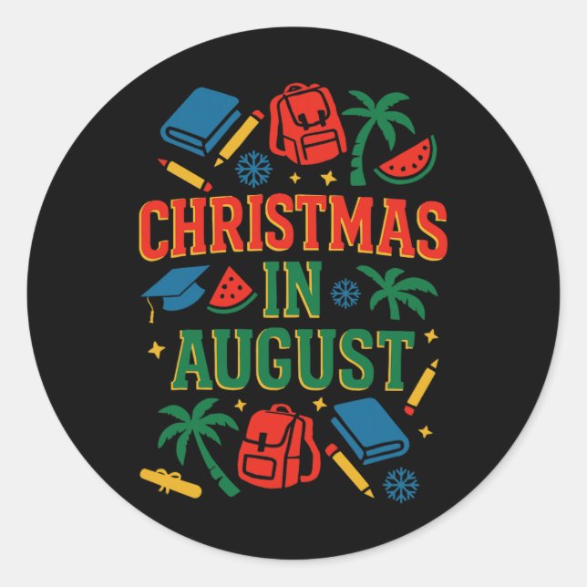 Ck To School Xmas Palm Tree Graduation Christmas I Classic Round Sticker (Front)