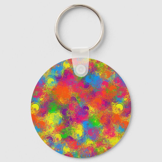 CKC Paint Can Florals-Round Keychain (Front)