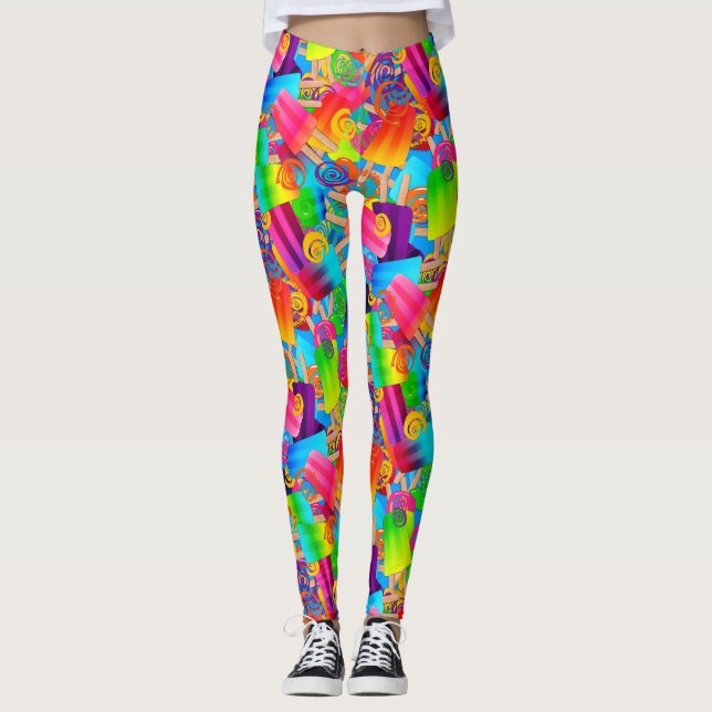 CKC Party Dots-Popsicle Swirls-Blue-LEGGINGS Leggings (Front)