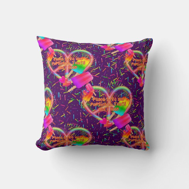 CKC-Peace,Love and Popsicle's-Purple Sq Pillow (Front)