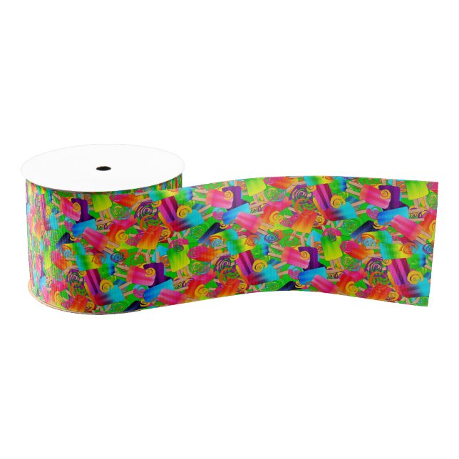 CKC Popsicle Swirls,Neon-Grosgrain Ribbon Spool (Spool)
